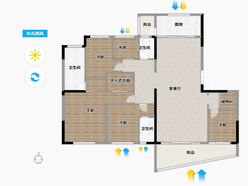 湖南省-长沙市-珠江颐德公馆-187.98-户型库-采光通风