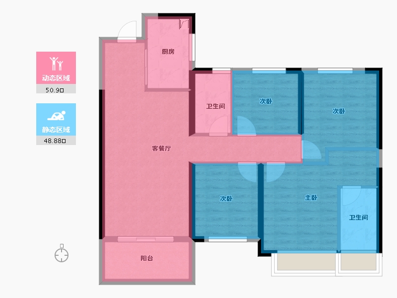 湖南省-长沙市-保利中环广场-89.08-户型库-动静分区