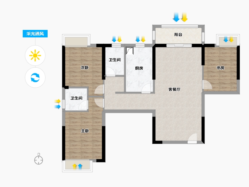 湖北省-武汉市-地铁复兴城-97.94-户型库-采光通风