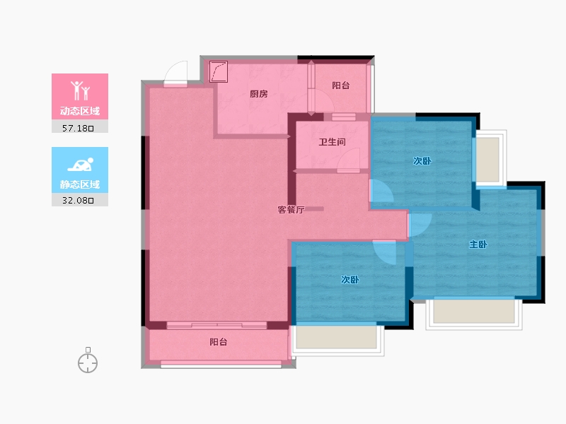 湖南省-长沙市-长沙恒大清澜苑-79.20-户型库-动静分区