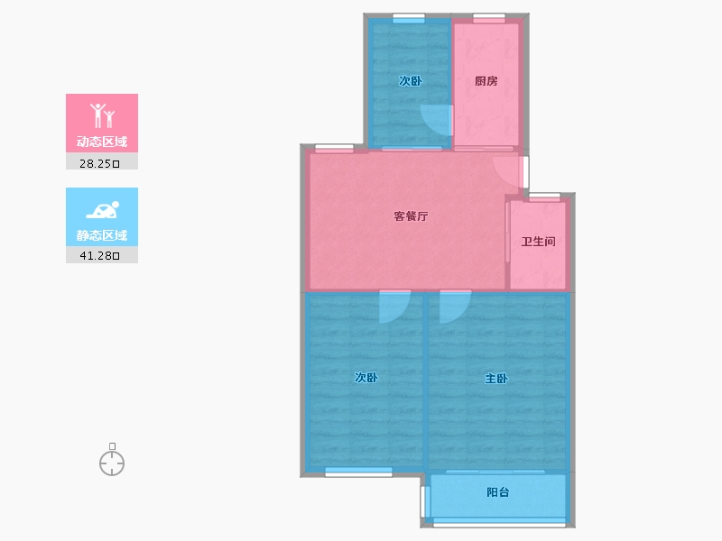 江苏省-南京市-营苑西村-61.80-户型库-动静分区