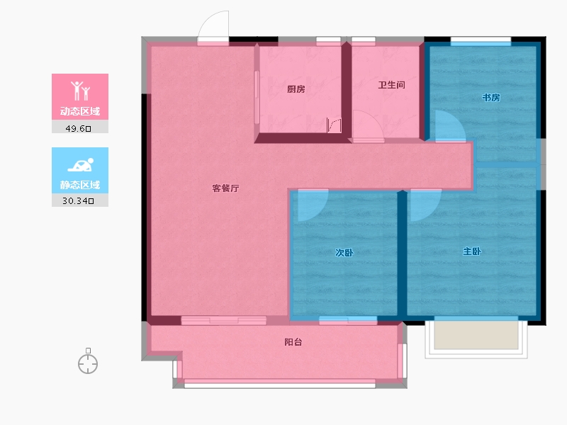 浙江省-宁波市-红星江月府-70.79-户型库-动静分区