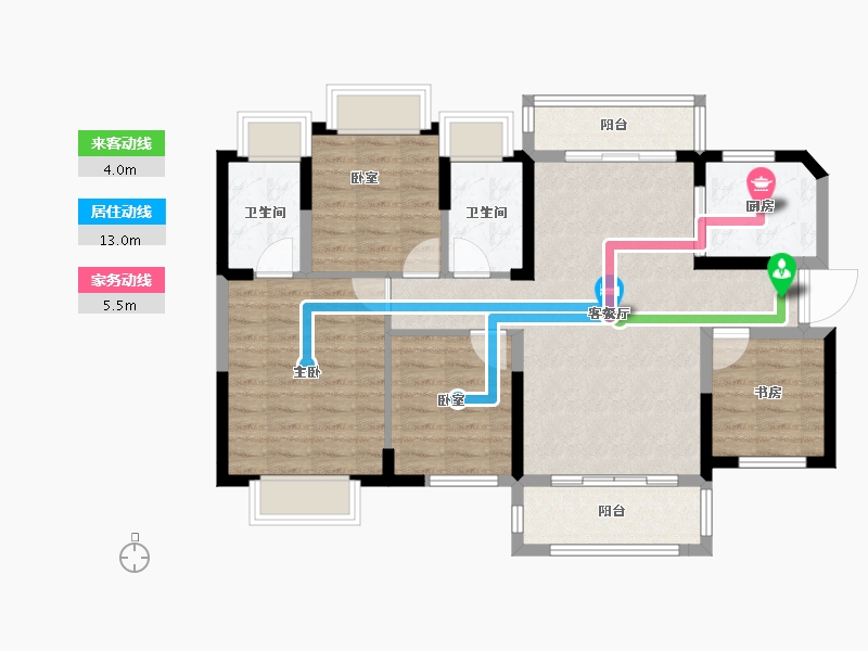 湖南省-长沙市-振业城-90.70-户型库-动静线