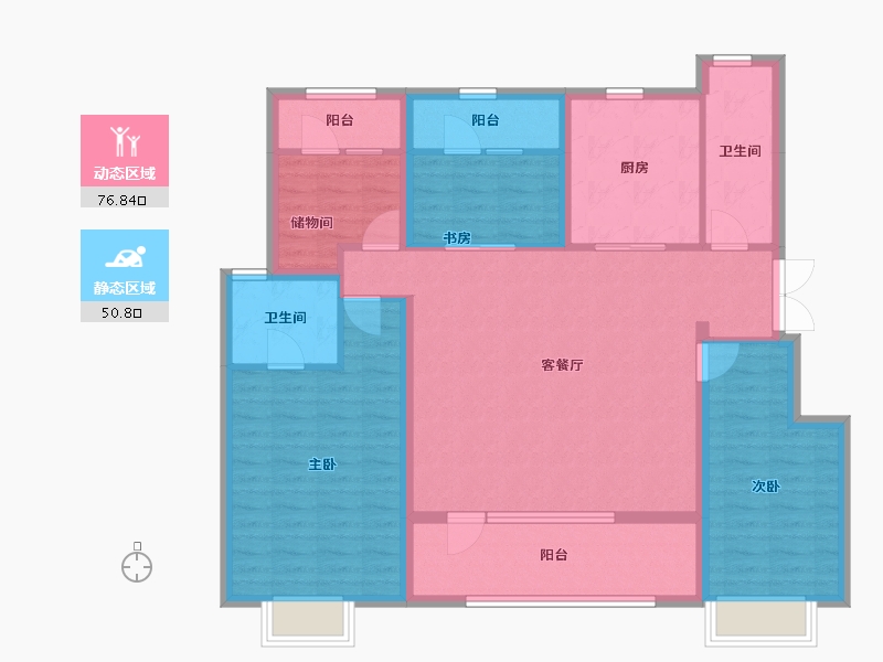 辽宁省-沈阳市-旭辉·首府铂辰时代-114.42-户型库-动静分区