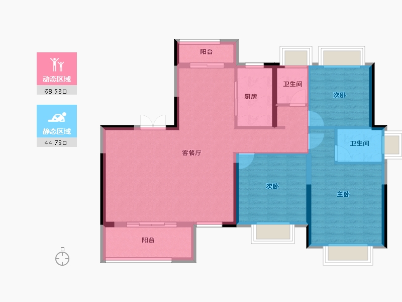 湖北省-武汉市-荣盛华庭-102.48-户型库-动静分区