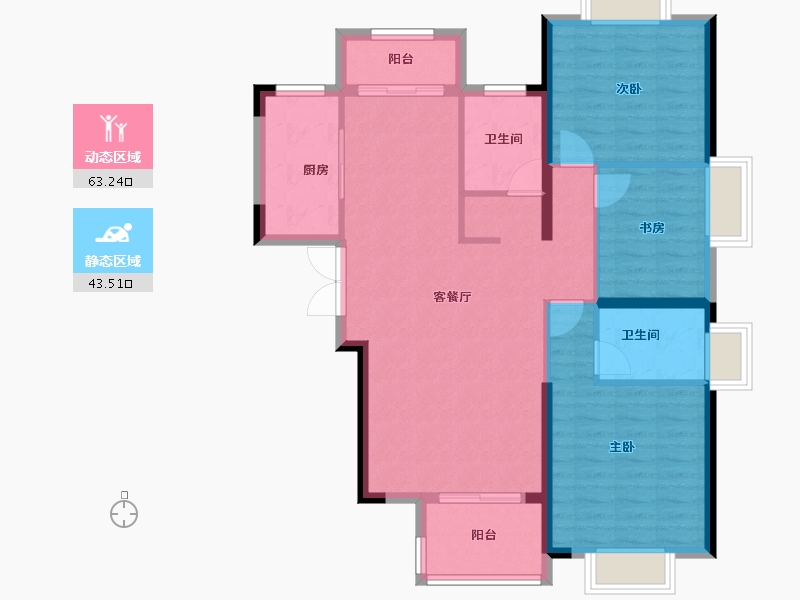 湖北省-武汉市-荣盛华庭-96.48-户型库-动静分区