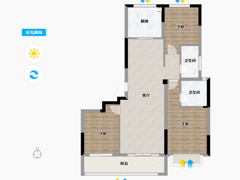 浙江省-宁波市-绿城金茂·春澜璟园-100.41-户型库-采光通风