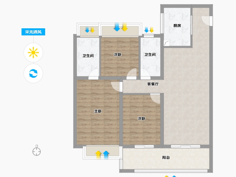 江苏省-常州市-旭辉都会上著-92.00-户型库-采光通风