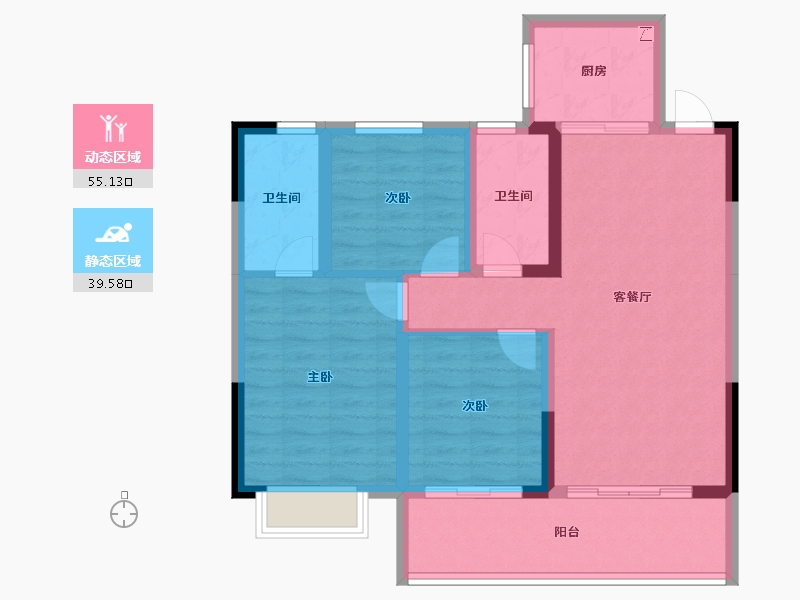 湖南省-长沙市-金地都会风华-83.95-户型库-动静分区