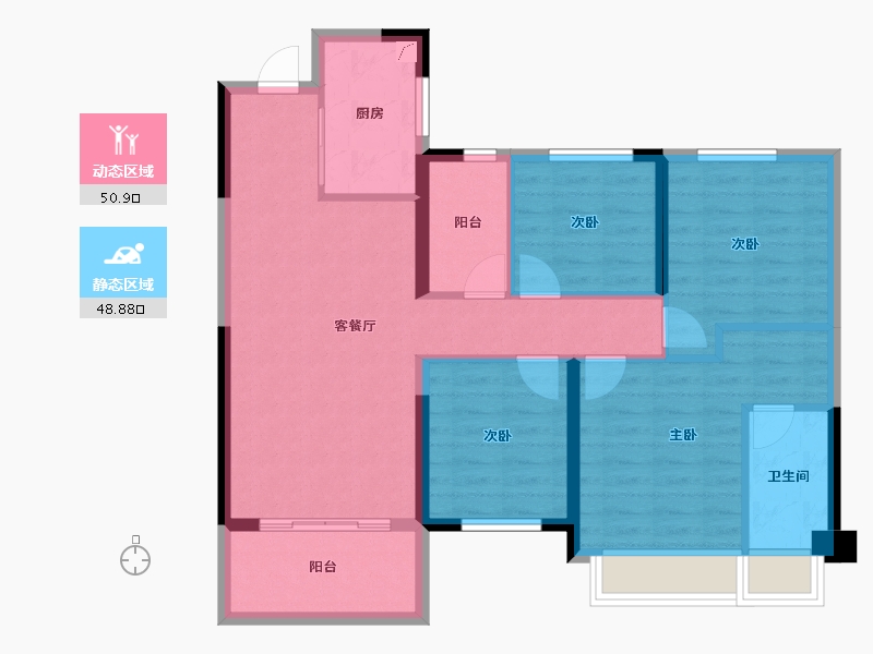 湖南省-长沙市-保利中环广场-89.04-户型库-动静分区