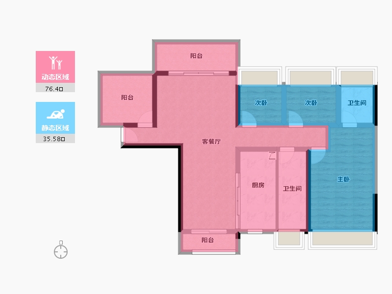 广东省-佛山市-高明碧桂园花城荟-98.97-户型库-动静分区