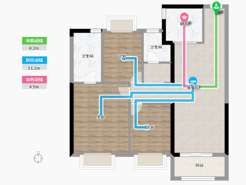 湖北省-武汉市-荣盛华庭-84.65-户型库-动静线