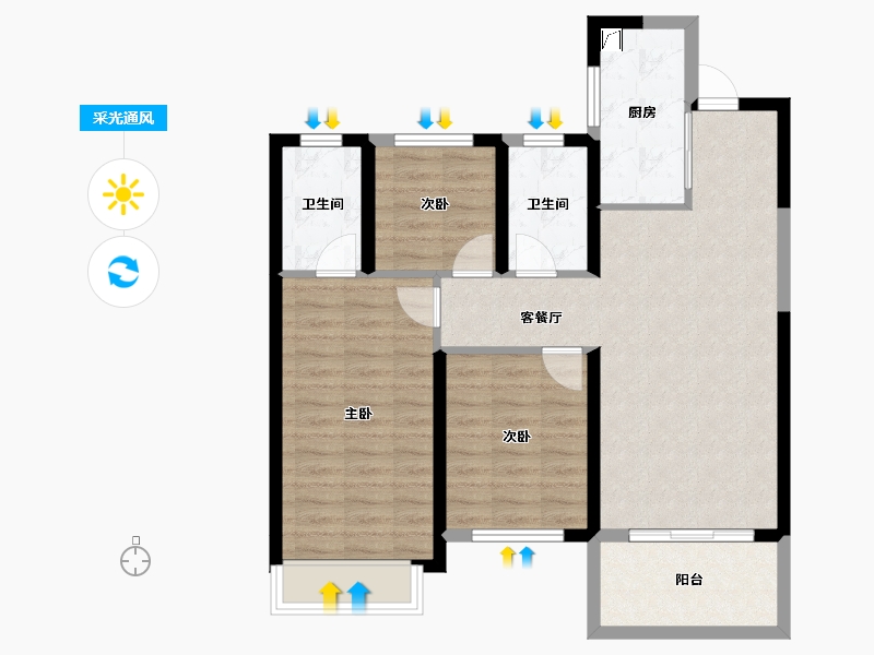 湖南省-长沙市-保利中环广场-80.79-户型库-采光通风