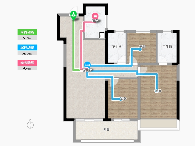 江苏省-常州市-嘉宏天际-90.72-户型库-动静线