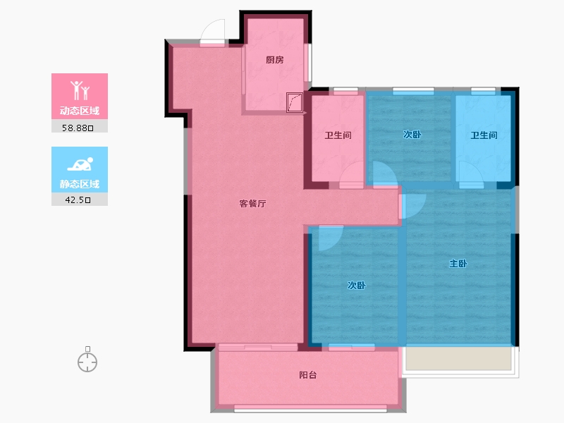 江苏省-常州市-嘉宏天际-90.72-户型库-动静分区