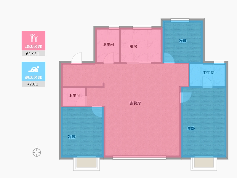 辽宁省-沈阳市-旭辉·首府铂辰时代-96.00-户型库-动静分区