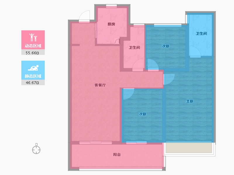 江苏省-常州市-旭辉都会上著-91.20-户型库-动静分区