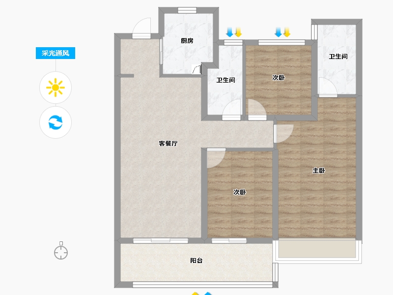 江苏省-常州市-旭辉都会上著-91.20-户型库-采光通风