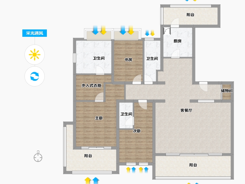 上海-上海市-云锦东方三期-160.10-户型库-采光通风