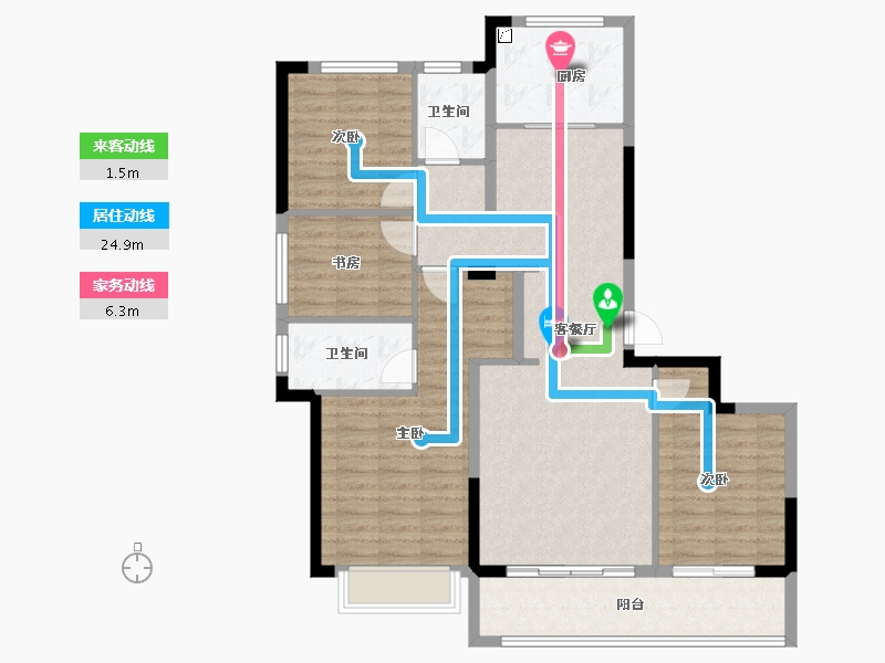 浙江省-宁波市-绿城金茂·春澜璟园-107.65-户型库-动静线