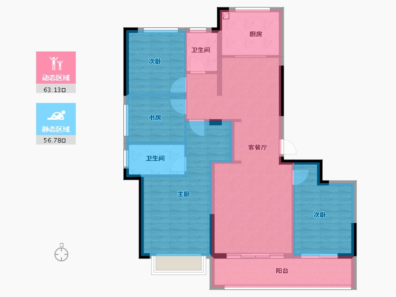 浙江省-宁波市-绿城金茂·春澜璟园-107.65-户型库-动静分区