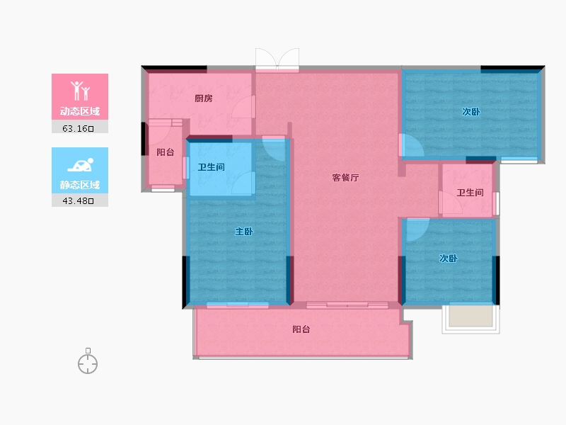 广东省-广州市-金科金茂九华粼云-96.01-户型库-动静分区