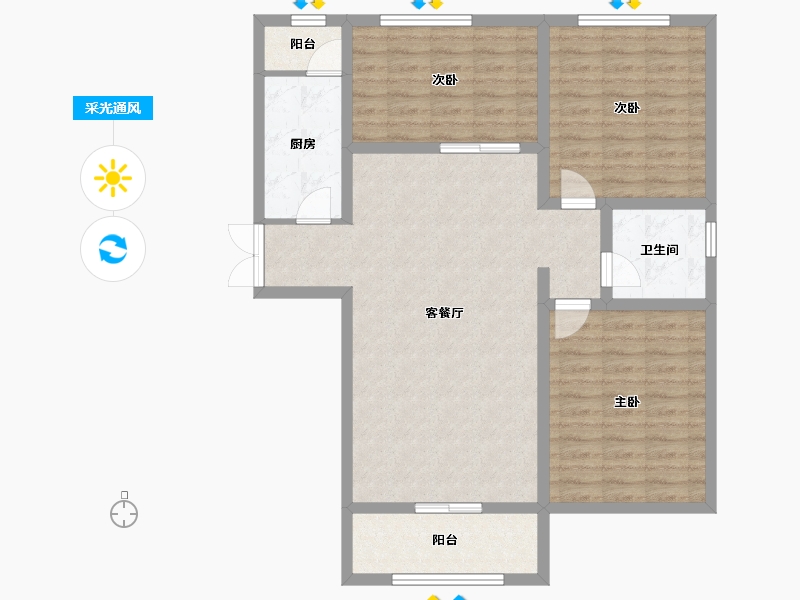 西藏自治区-拉萨市-九洲城二期-98.35-户型库-采光通风