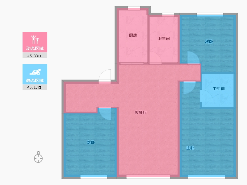 辽宁省-沈阳市-融创昆仑江山府-81.60-户型库-动静分区