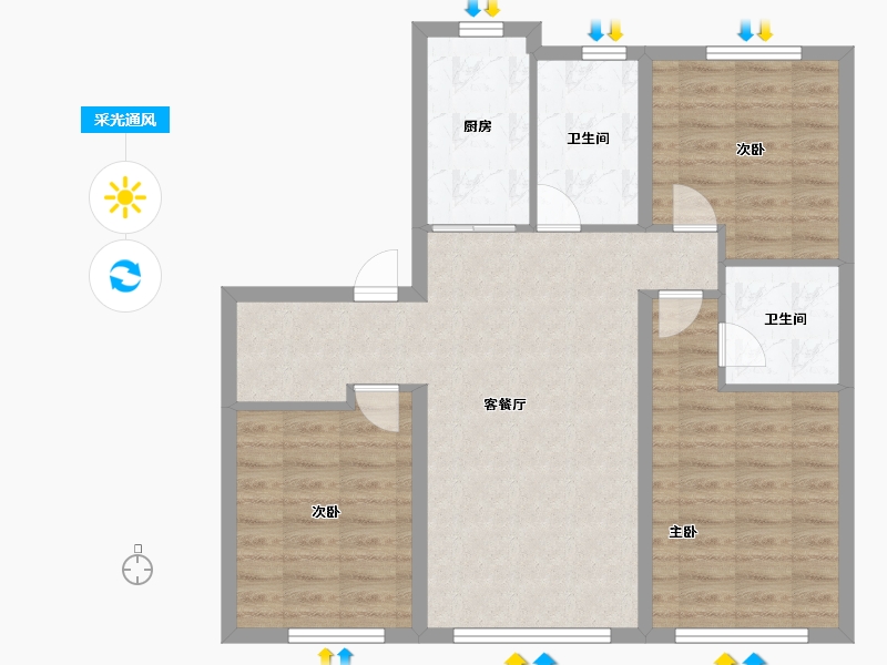 辽宁省-沈阳市-融创昆仑江山府-81.60-户型库-采光通风