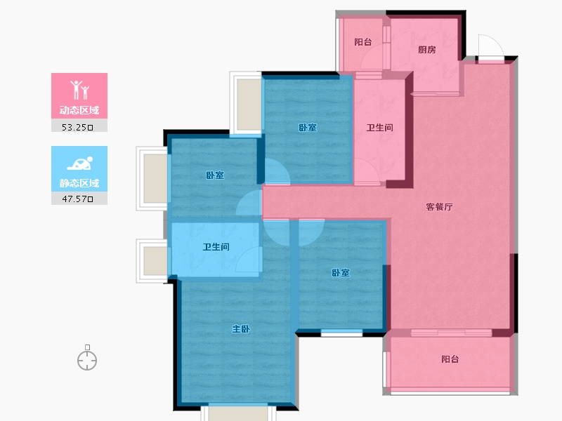 湖南省-长沙市-振业城-89.57-户型库-动静分区