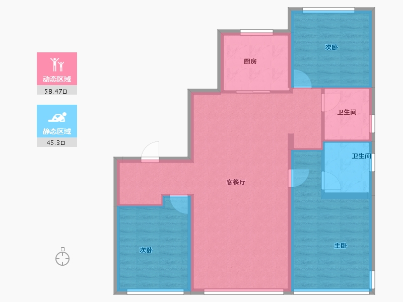 辽宁省-沈阳市-融创昆仑江山府-93.60-户型库-动静分区