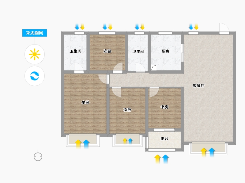 甘肃省-兰州市-雅戈尔时代之星-113.43-户型库-采光通风