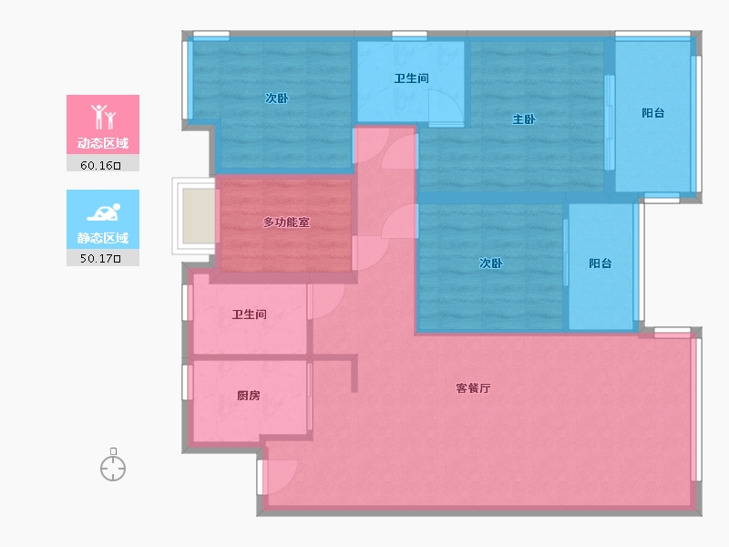 福建省-福州市-福清华润中央公园一期-105.00-户型库-动静分区