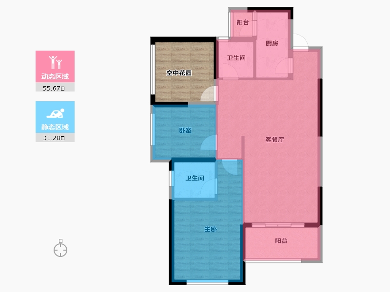 湖南省-长沙市-振业城-87.66-户型库-动静分区