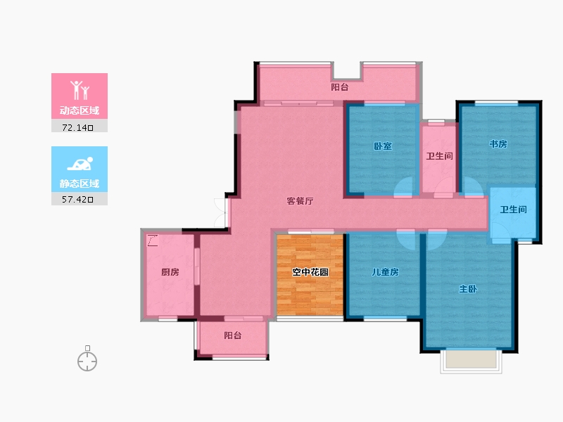 湖南省-长沙市-深业沙河城-124.35-户型库-动静分区