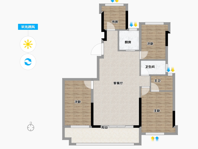 福建省-泉州市-晋江阳光城-111.20-户型库-采光通风