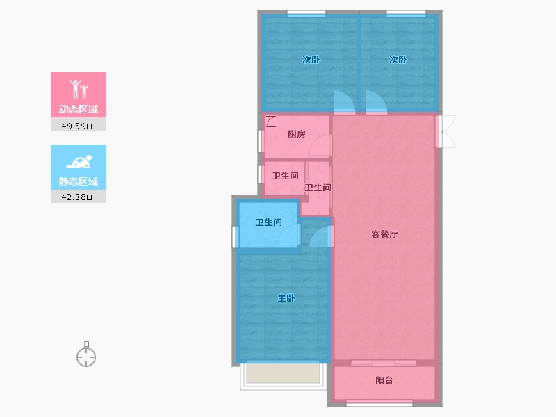 甘肃省-兰州市-鸿森银滩广场-82.54-户型库-动静分区