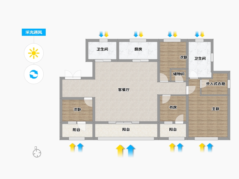 辽宁省-沈阳市-融创昆仑江山府-128.00-户型库-采光通风