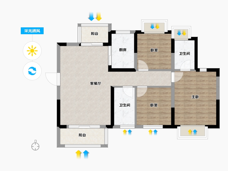 湖南省-长沙市-振业城-80.73-户型库-采光通风