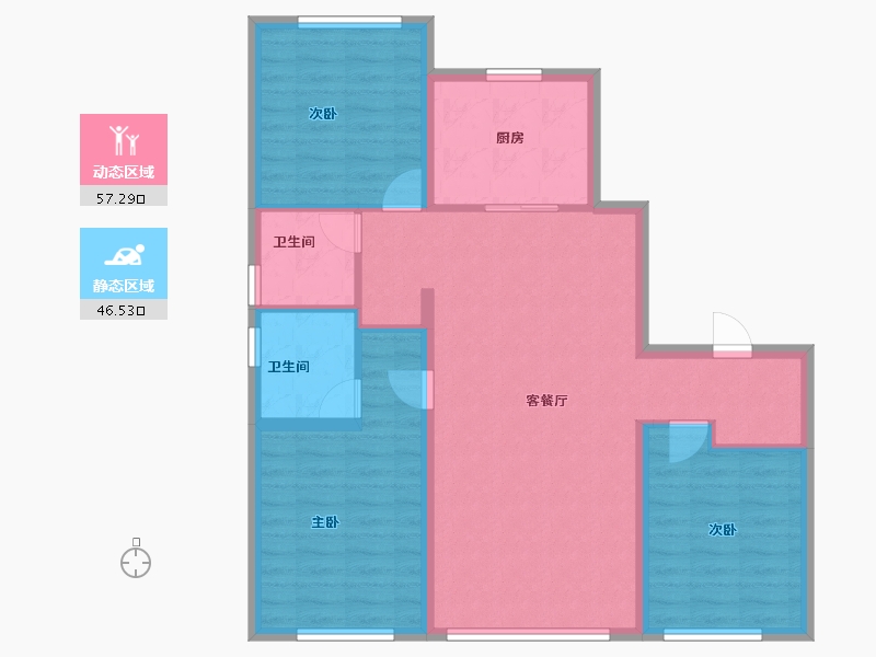 辽宁省-沈阳市-融创昆仑江山府-93.60-户型库-动静分区