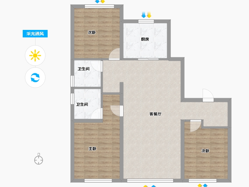 辽宁省-沈阳市-融创昆仑江山府-93.60-户型库-采光通风