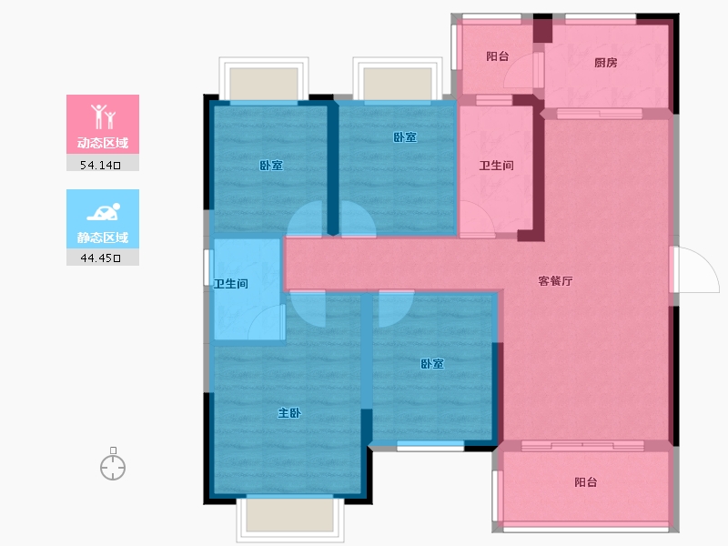 湖南省-长沙市-振业城-87.69-户型库-动静分区