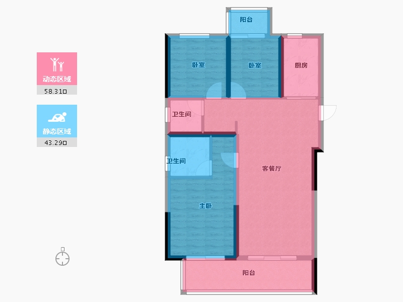 湖南省-长沙市-澳海望洲府-91.15-户型库-动静分区