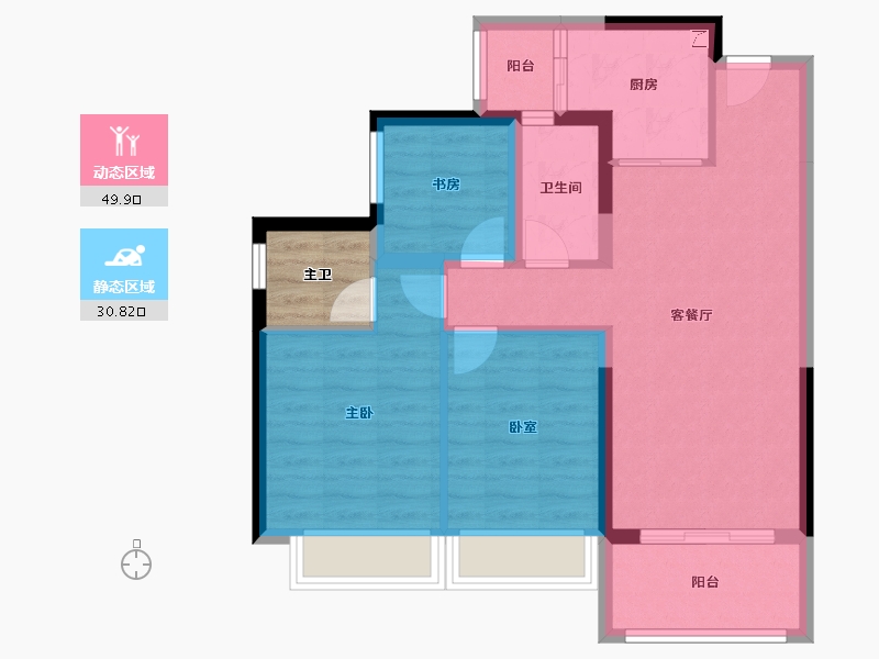 广东省-佛山市-卓越万科朗润园-74.80-户型库-动静分区