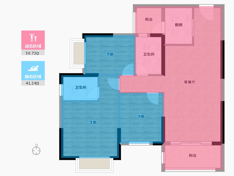 广东省-广州市-敏捷绿湖首府-88.23-户型库-动静分区