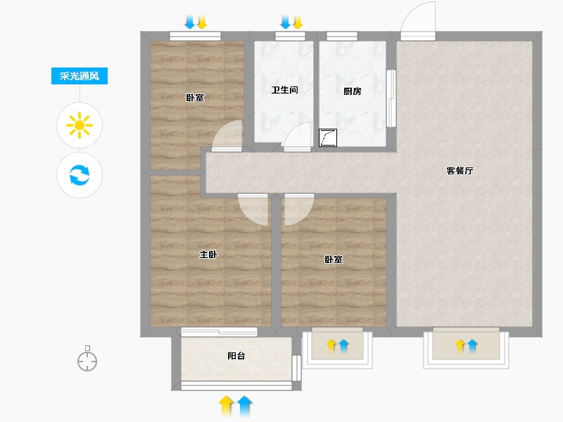 山东省-济南市-蓝石大溪地-74.02-户型库-采光通风