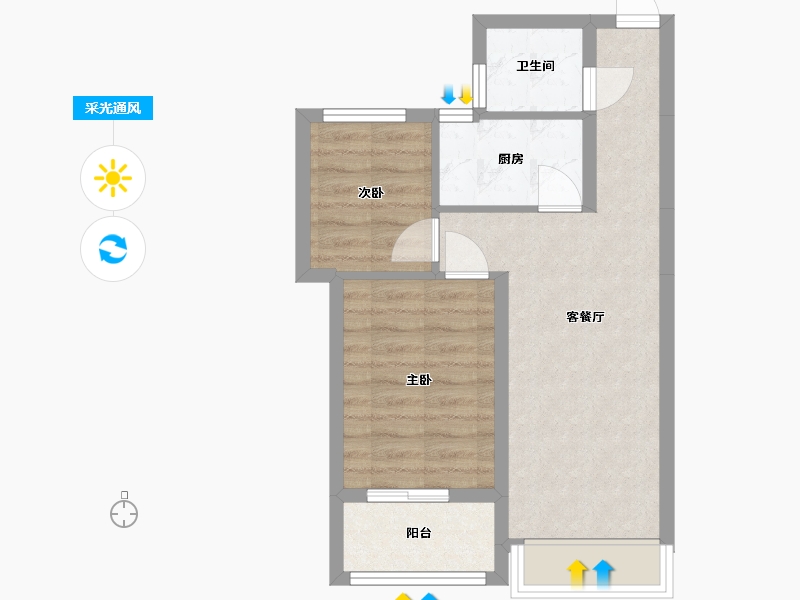 浙江省-嘉兴市-滨海之星-54.00-户型库-采光通风