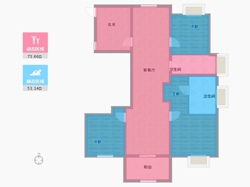 上海-上海市-新湖·青蓝国际二期-113.60-户型库-动静分区