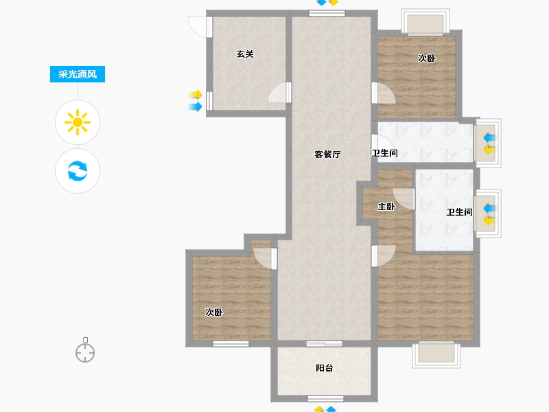 上海-上海市-新湖·青蓝国际二期-113.60-户型库-采光通风