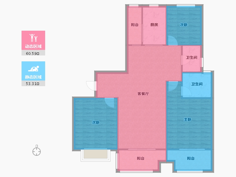 陕西省-咸阳市-厚德苑小区-108.00-户型库-动静分区